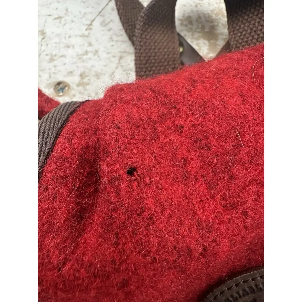 Frost River Red Wool Felt Leather Drawstring Backpack Made in USA Duluth MN